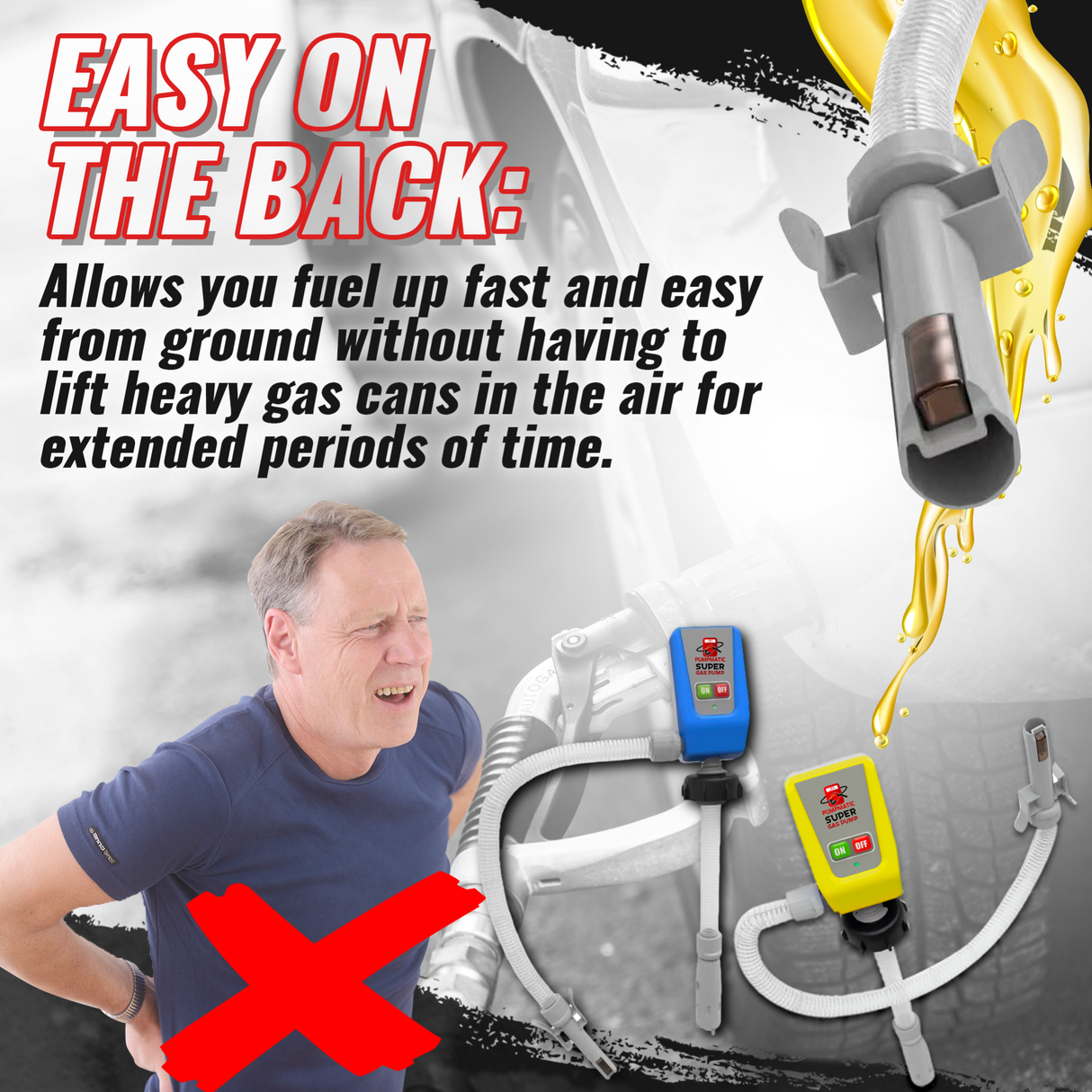 Diesel PumpMatic Super Gas Pump Fuel Transfer Pump + 3 Power Sources w/ 4.25ft Hose Siphon