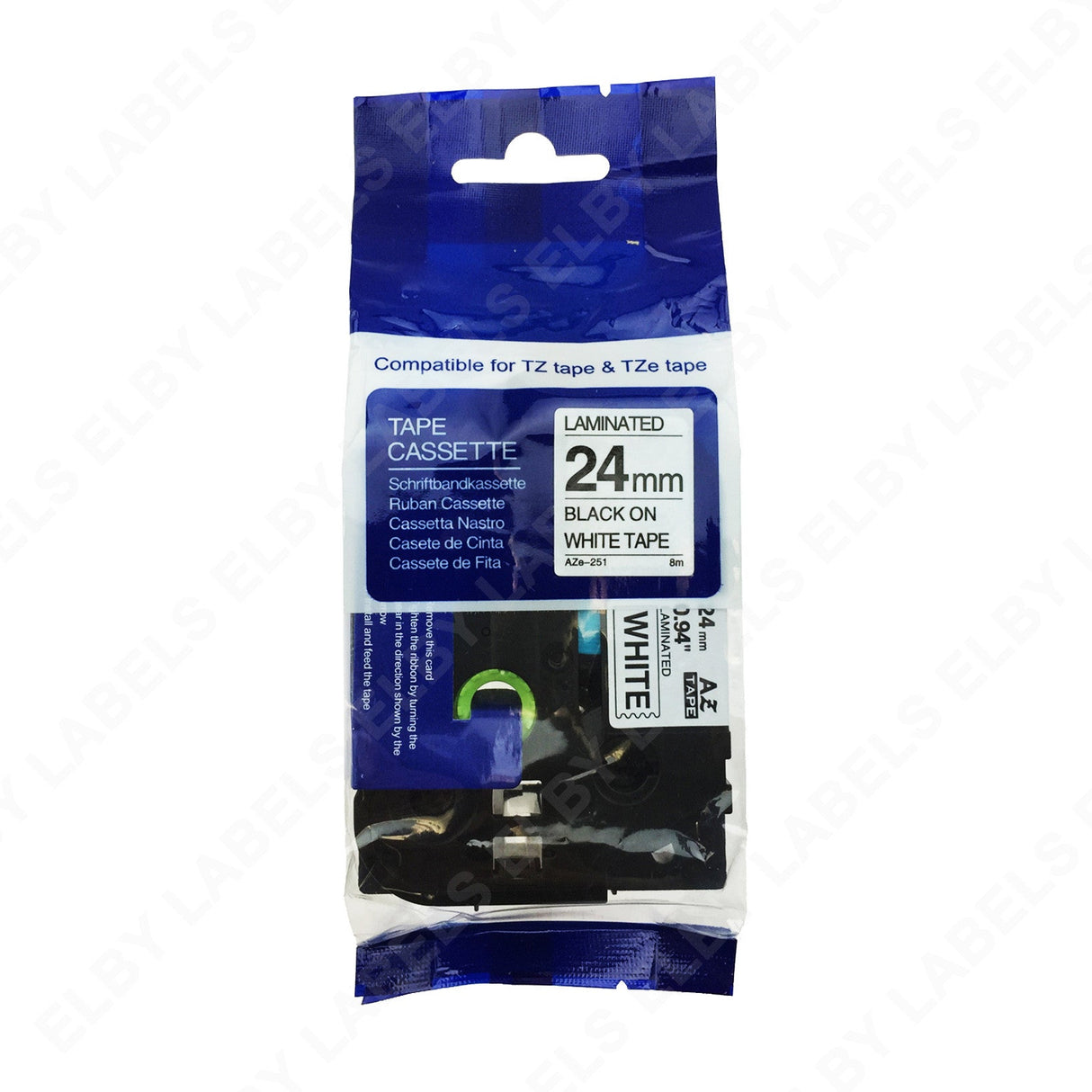 Ruban compatible TZe251 BROTHER® P-Touch (Noir sur Blanc)