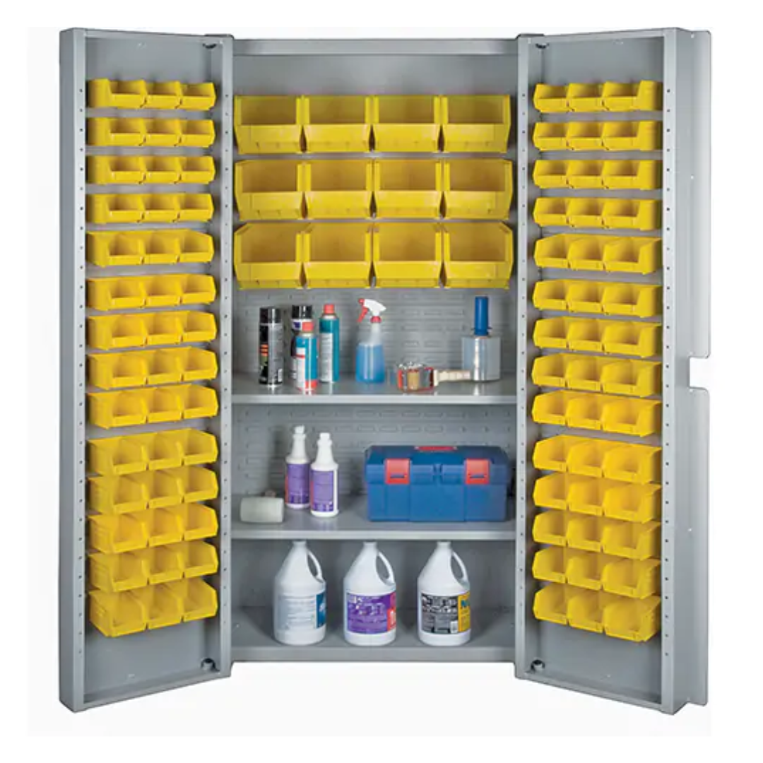 Deep Door Combination Bin Cabinets, 38" W x 24" D x 72" H, Grey