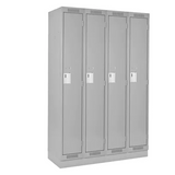 Clean Line™ Lockers, Bank of 4, 48" x 18" x 76", Steel, Grey, Rivet (Assembled)