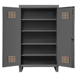 Heavy-Duty Outdoor Cabinet, Steel, 4 Shelves, 78" H x 48" W x 24" D, Grey