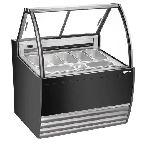 Vitrine à glaces extérieure noire – 7 ou 10 bacs – Finition professionnelle