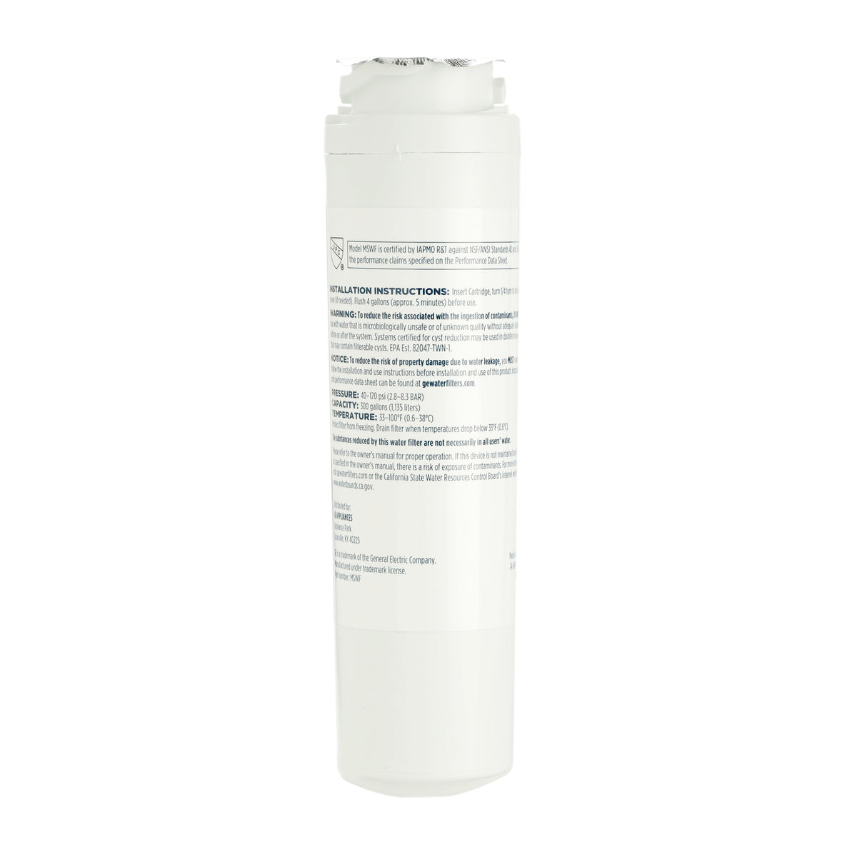GE MSWF Smartwater Fridge Filter - Refrigerator Water Purifier