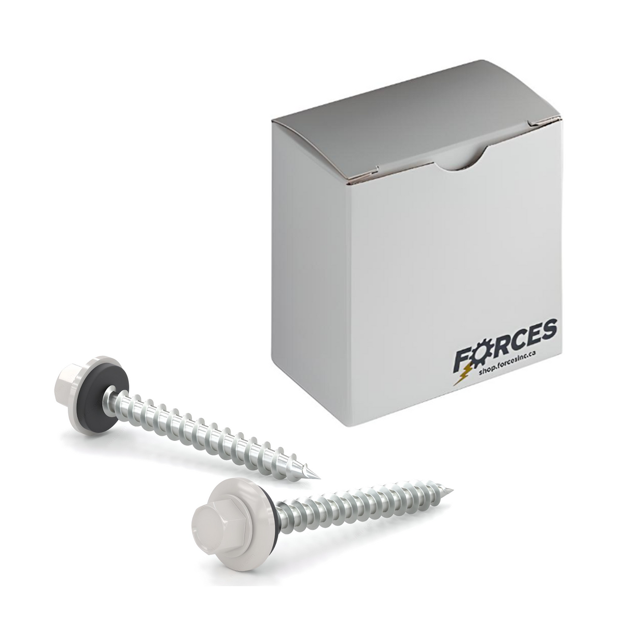 #9 x 1-1/2" Metal Roofing Screw Hex Head W/ Washer Type A Point - Steel White