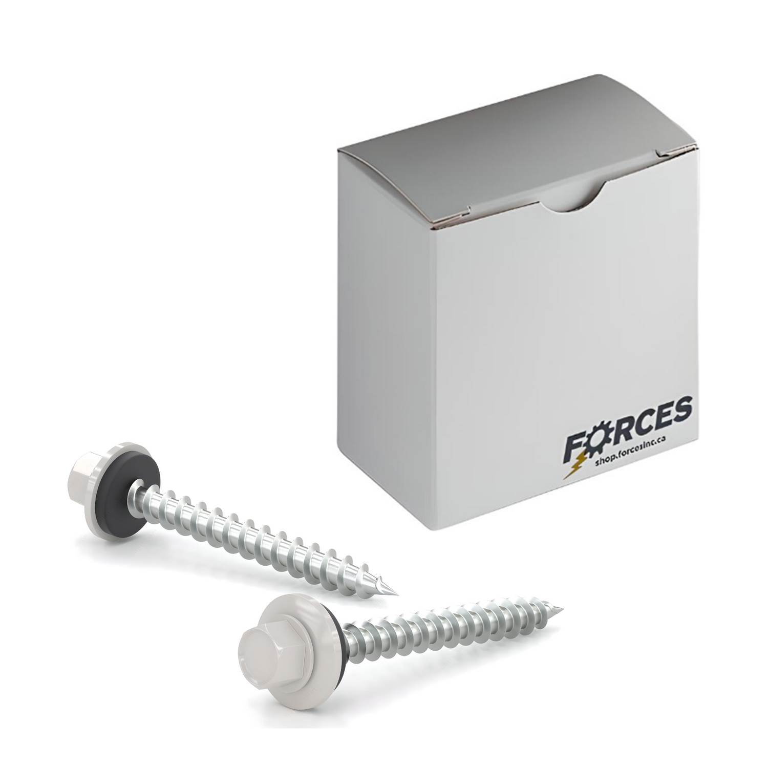 #9 x 1-1/2" Metal Roofing Screw Hex Head W/ Washer Type A Point - Steel White