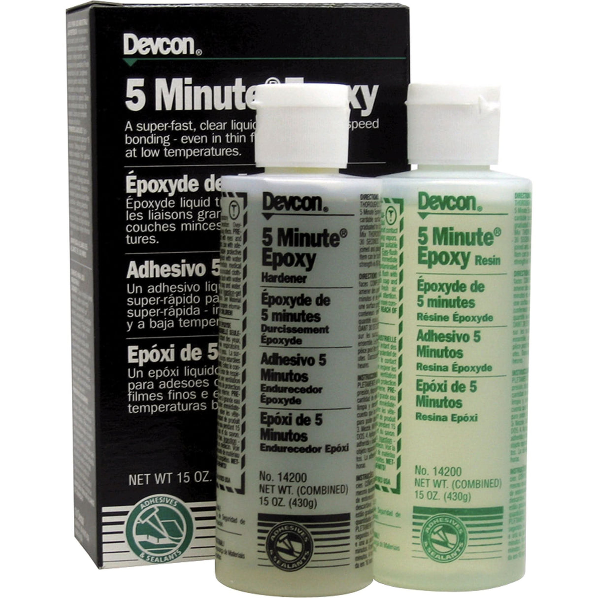 5-Minute Adhesive, 444 ml, Bottle, Two-Part, Clear