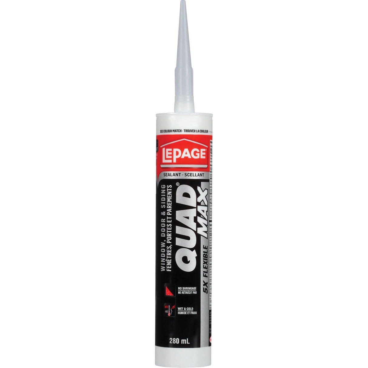 Quad® Max Siding & Window Sealant, 280 ml, Tube, White