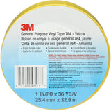 764 General-Purpose Vinyl Tape, 25.4 mm (1") W x 32.9 m (108') L, 5 mils, Yellow