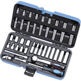 SW1442C-12 SAE/Metric 12-Point Socket Wrench Set, 42 Pcs, 1/4" Drive Size, Deep