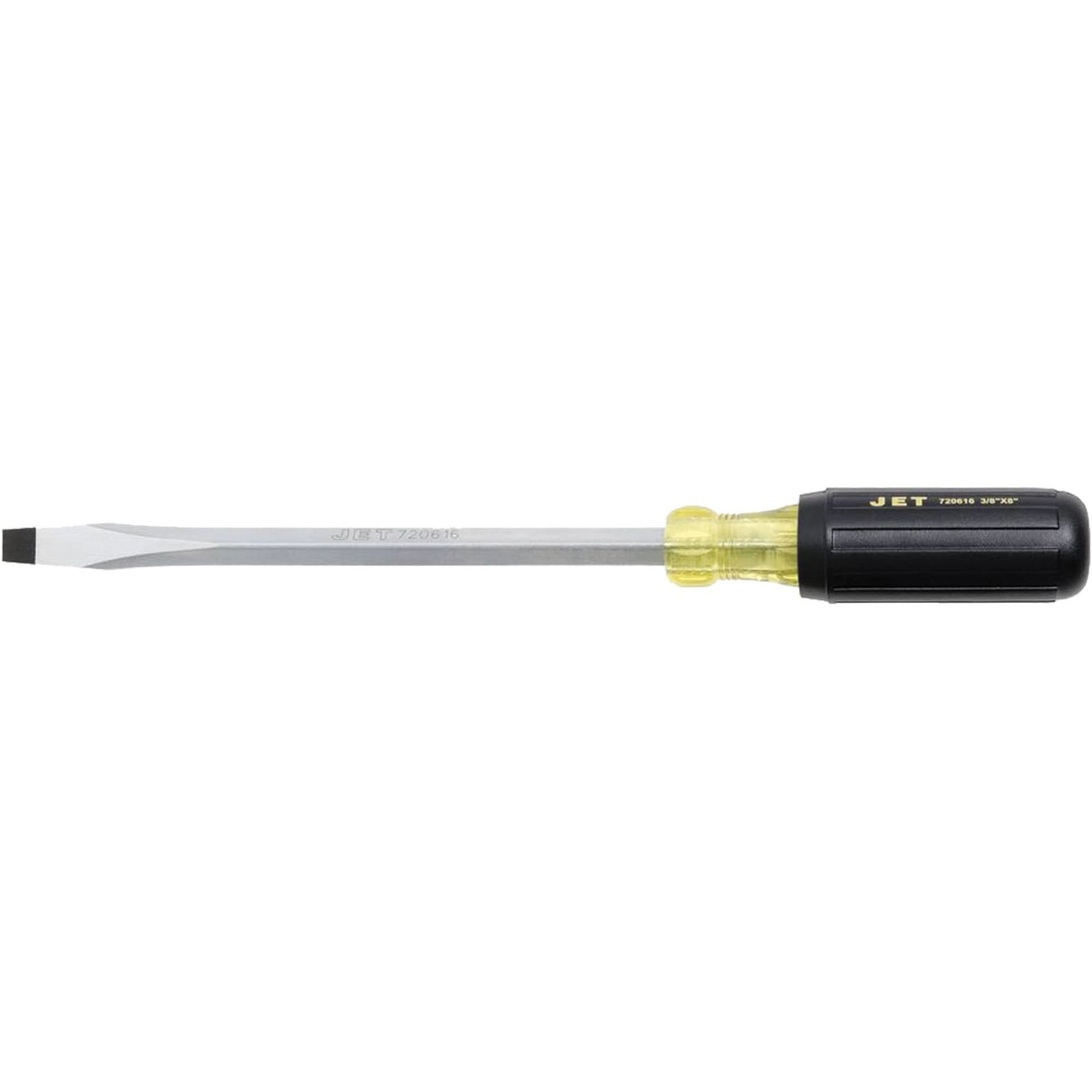 JKSS-8 Slot Screwdriver, 3/8" Tip, Square, 8" L, Cushion Grip Handle
