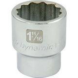 Chrome Socket, 1-11/16", 1" Drive, 12 Points