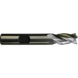 Uncoated Center Cut Weldon Shank End Mill, 3/8" Dia., 2-1/2" L, 4 Flutes, 3/8" Shank, Cobalt