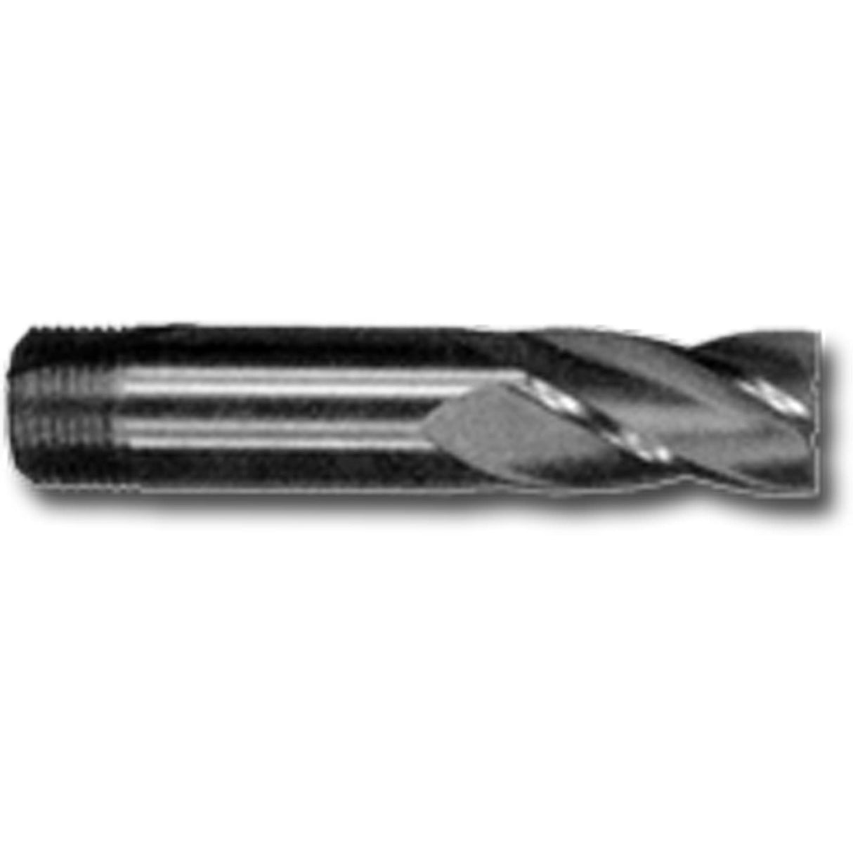Threaded Shank End Mill, 1/4" Dia., 2-3/8" L, 4 Flutes, 1/4" Shank, High Speed Steel