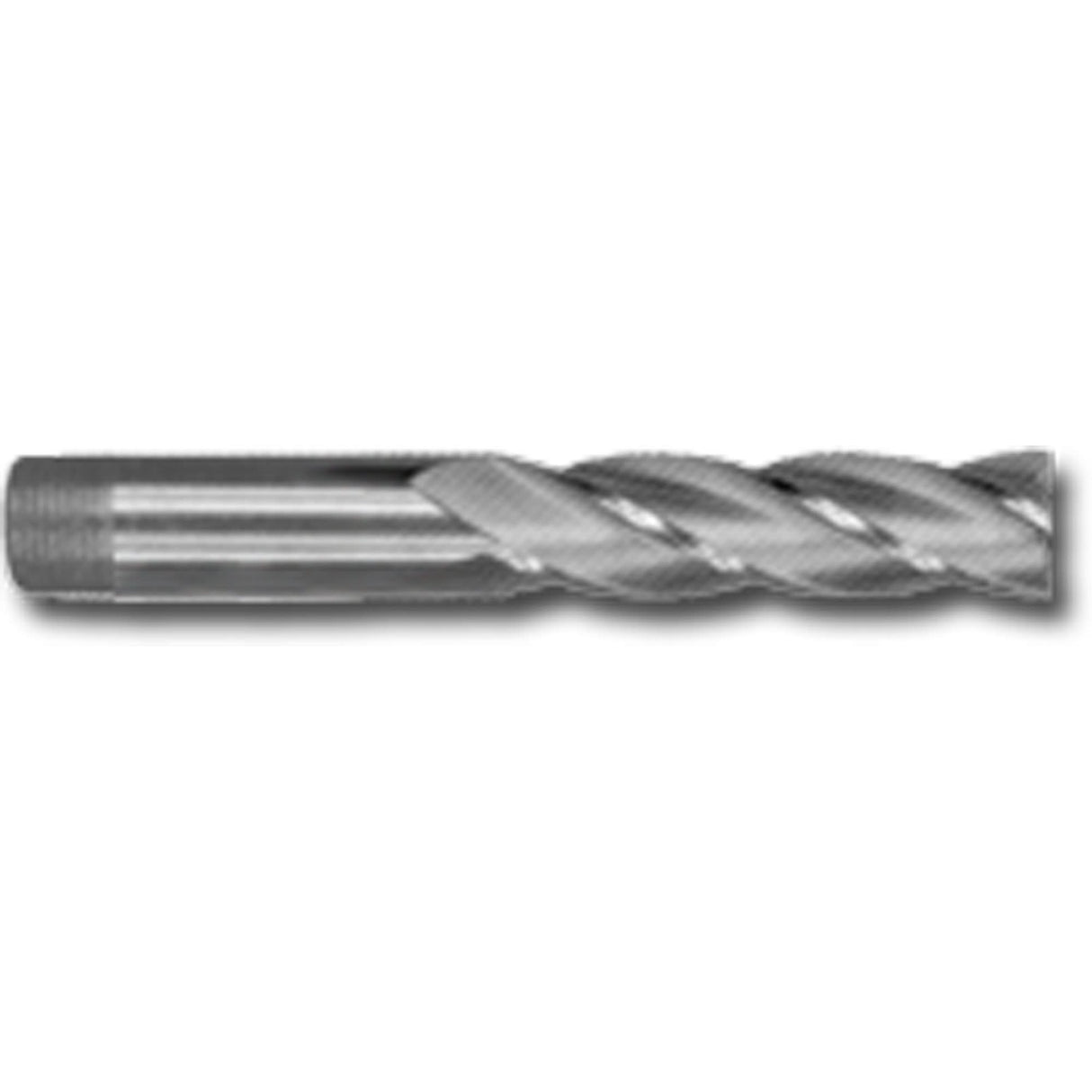 Long Series Threaded Shank End Mill, 1-1/4" Dia., 6-7/16" L, 6 Flutes, 1-1/4" Shank, High Speed Steel