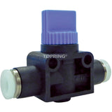 2-Way Straight Union Miniature Hand Valve, 1/4" NPT Air Inlet, 1/4" NPT Outlet, 150 PSI