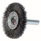 Crimped Wire Wheel Brush with 1/4" Shank, 2" Dia., 0.014" Fill, 1/4" Arbor
