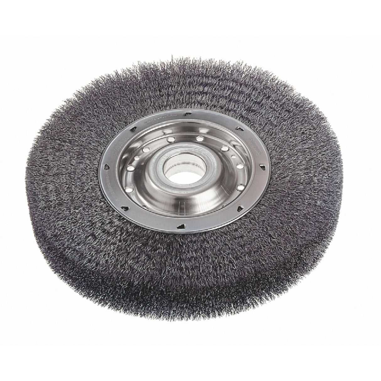 Crimped Wire Wheel Brushes - Wide Face, 8" Dia., 0.0118" Fill, 2" Arbor