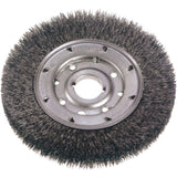 Crimped Wire Wheel Brushes - Narrow Face, 10" Dia., 0.014" Fill, 1-1/4" Arbor