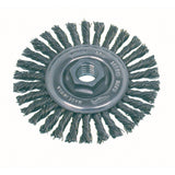High Speed Small Grinder Stringer Bead Knot Wire Wheel Brush, 4" Dia., 0.02" Fill, 5/8"-11 Arbor, Stainless Steel