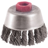 Knot Wire Cup Brushes - High Speed Small Grinder, 2-3/4" Dia. x M10x1.25 Arbor