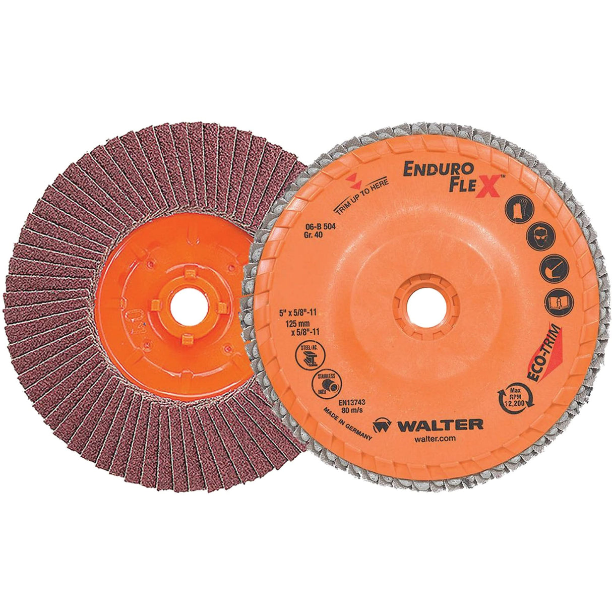 Enduro-Flex™ Flap Disc, 5" x 5/8"-11, Type 27, 40 Grit, Zirconia Alumina