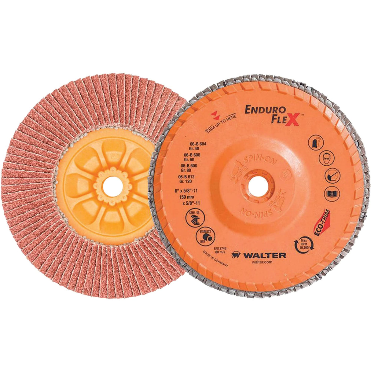 Enduro-Flex™ Flap Disc, 6" x 5/8"-11, Type 27, 40 Grit, Zirconia Alumina