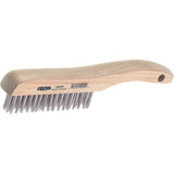 Shoe Handle Scratch Brush, Stainless Steel, 4" X 16" Wire Rows, 10" Long