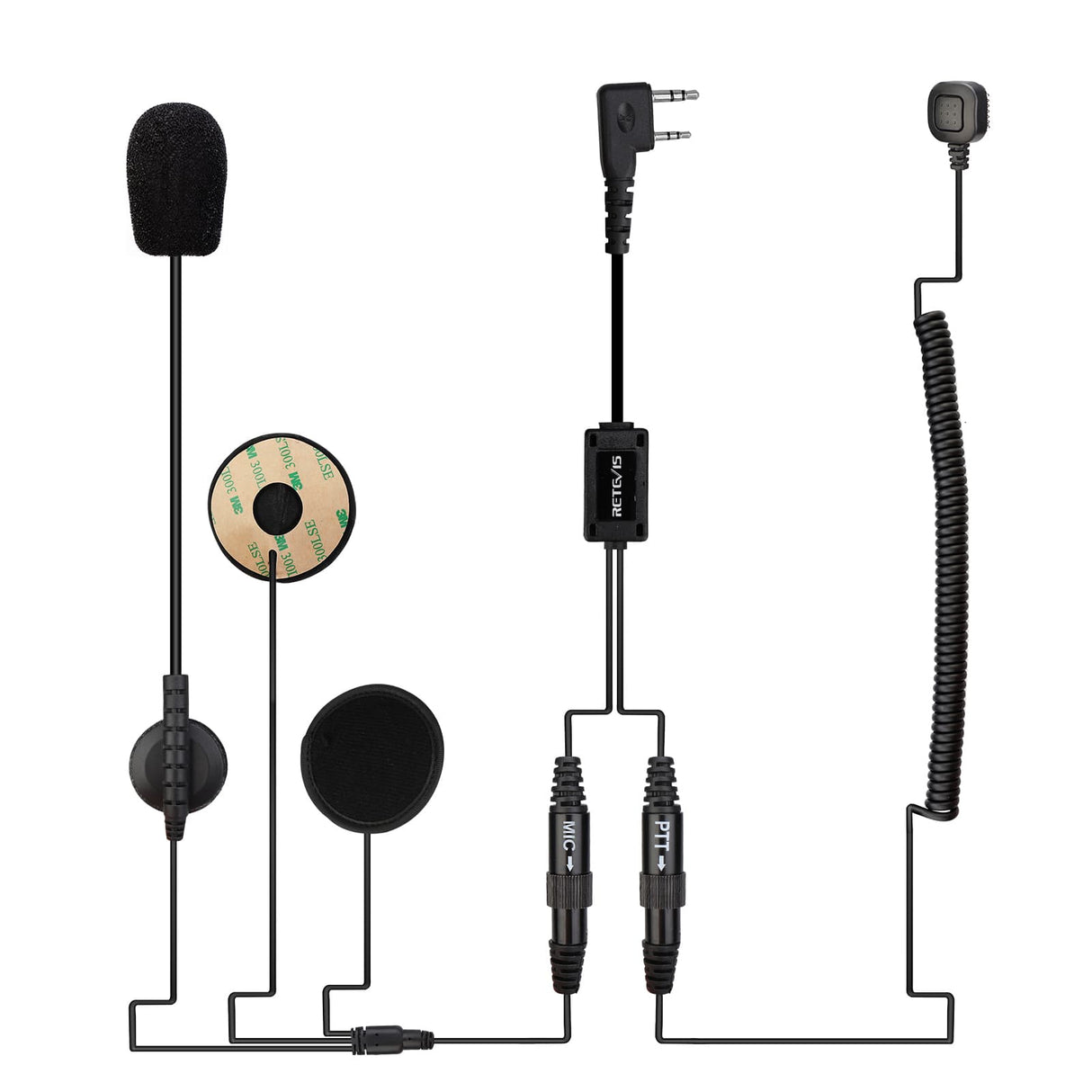 Casque Retevis EHK008 pour moto et sports motorisés (Kenwood 2 broches)