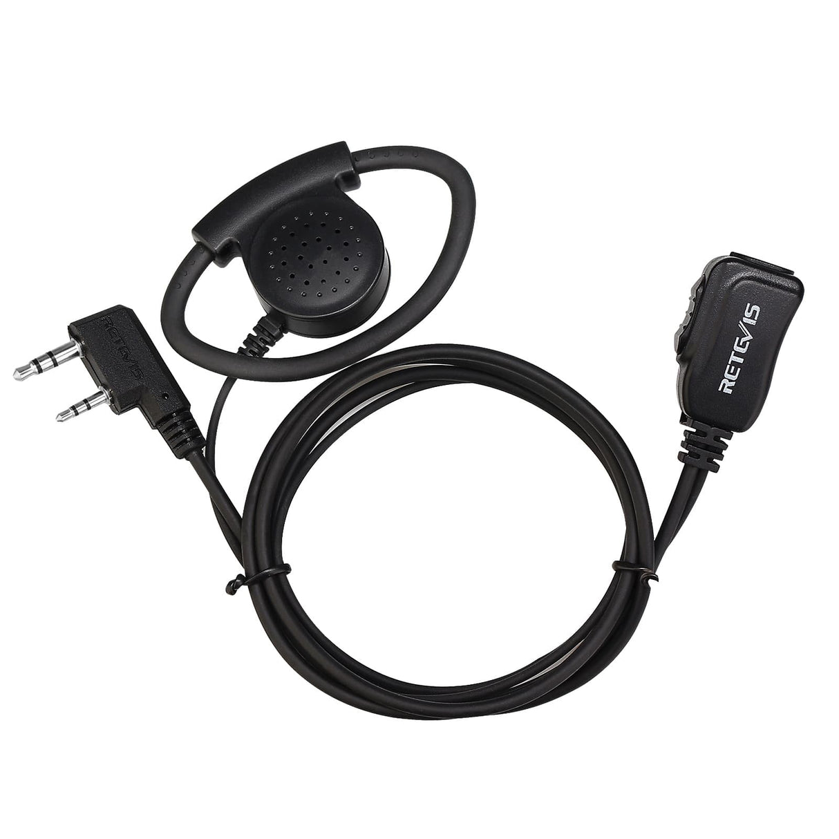 Retevis EEK012 Adjustable D-Shape Earpiece with PTT Mic (2-Pin)
