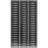 KPC-300 Parts Cabinet, Galvanized Steel, 60 Drawers, 21-3/10" x 10-2/5" x 36-9/10", Grey