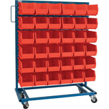 Single-Sided Mobile Bin Rack, Single-sided, 36 bins, 36" W x 16" D x 46-1/2" H