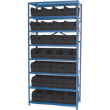 Storage Shelf Unit with Stacking Bins, Steel, Boltless, 800 lbs. Capacity, 36" W x 76" H x 12" D