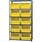 Shelving Unit with Stacking Bins, Steel, Boltless, 650 lbs. Capacity, 42" W x 18" D