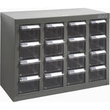 KPC-500 Parts Cabinet, Galvanized Steel, 16 Drawers, 18-3/10" x 8-7/10" x 13-4/5", Grey