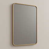 Rounded-Corner Rectangular Bathroom Vanity Mirror — Slim Metal Frame (Matte Black, Brushed Nickel, Brushed Gold)