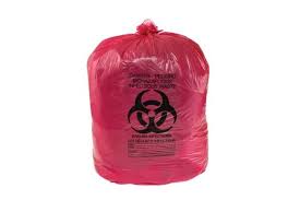 Biohazard Waste Can Liner Bags, Pack of 100, Red, 15 Gallon