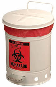 Biohazard Waste Steel Can, 6 Gallon, Foot-Operated Self-Closing