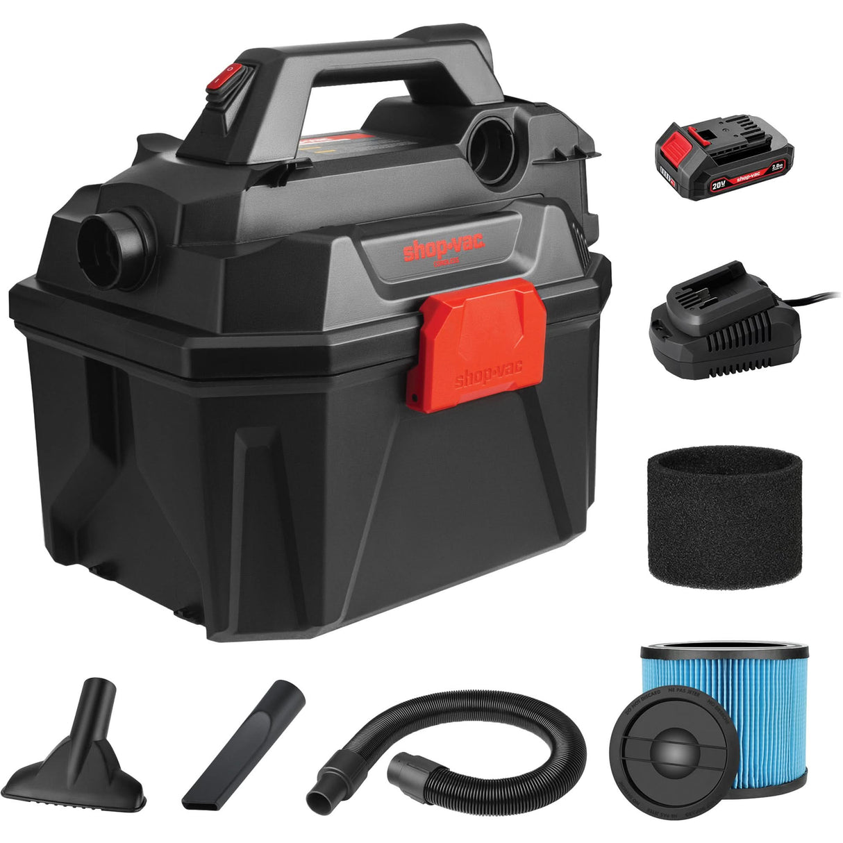 Cordless Wet/Dry Vacuum, 20 V, 2 Gal. Capacity
