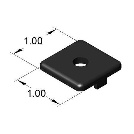 End Cap 1" x 1" x 1/8" Black Plastic w/ Screw | 10 Series T-Slot