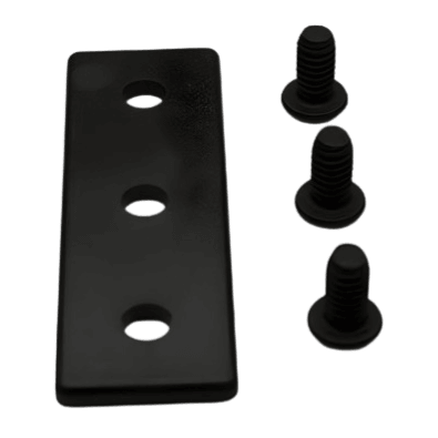 End Cap 1" x 3" x 1/8" Black Plastic w/ Screws | 10 Series T-Slot
