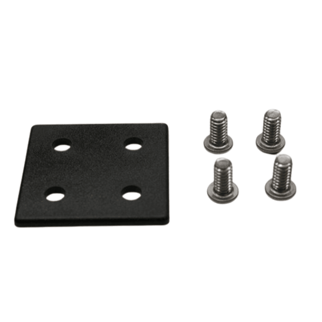 End Cap 2" x 2" Black Plastic w/ Stainless Screws | 10 Series T-Slot