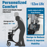 EZee Life Folding Rollator Walker CH2077 | Lightweight Height-Adjustable Mobility Aid Canada