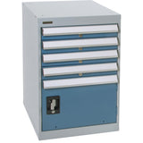 Pedestal Workbench with One Door & Four Drawers, 4 Drawers, 18" W x 21" D x 28" H