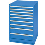 Drawer Cabinets, 9 Drawers, 28-1/4" W x 28-1/2" D x 41-3/4" H, Bright blue