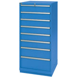 Drawer Cabinets, 8 Drawers, 28-1/4" W x 28-1/2" D x 59-1/2" H, Bright blue