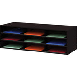 Horizontal Literature Rack, Stationary, 9 Slots, Steel, 33-13/16" W x 11-11/16" D x 10-7/8" H