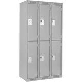 Clean Line™ Lockers, 2 -tier, Bank of 3, 45" x 18" x 72", Steel, Grey, Rivet (Assembled)