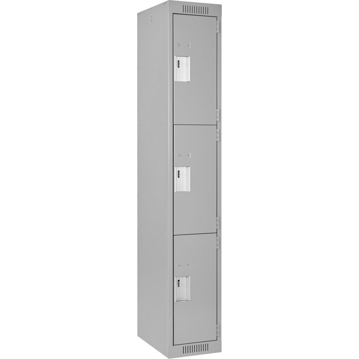 Clean Line™ Lockers, 3 -tier, 12" x 12" x 72", Steel, Grey, Rivet (Assembled)