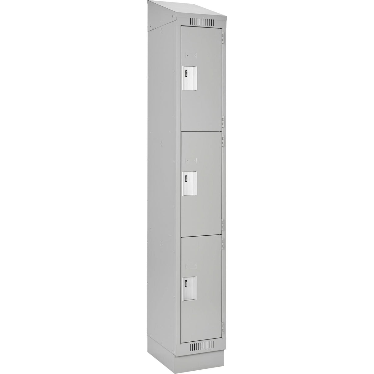 Clean Line™ Lockers, 3 -tier, 15" x 15" x 82", Steel, Grey, Rivet (Assembled)