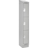 Clean Line™ Lockers, 3 -tier, 15" x 15" x 82", Steel, Grey, Rivet (Assembled)
